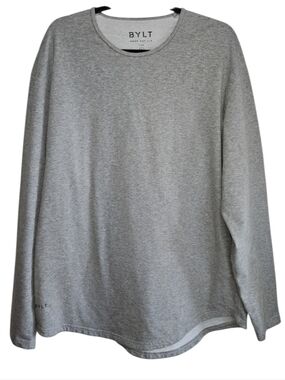 BYLT Men's Long-Sleeve Crewneck Shirt Drop Cut Gray Extra Large XL